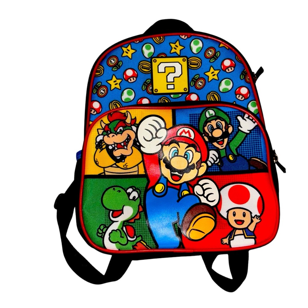 Mario Mini Backpack Nintendo 11” x 9” Luigi Bowzer Yoshi